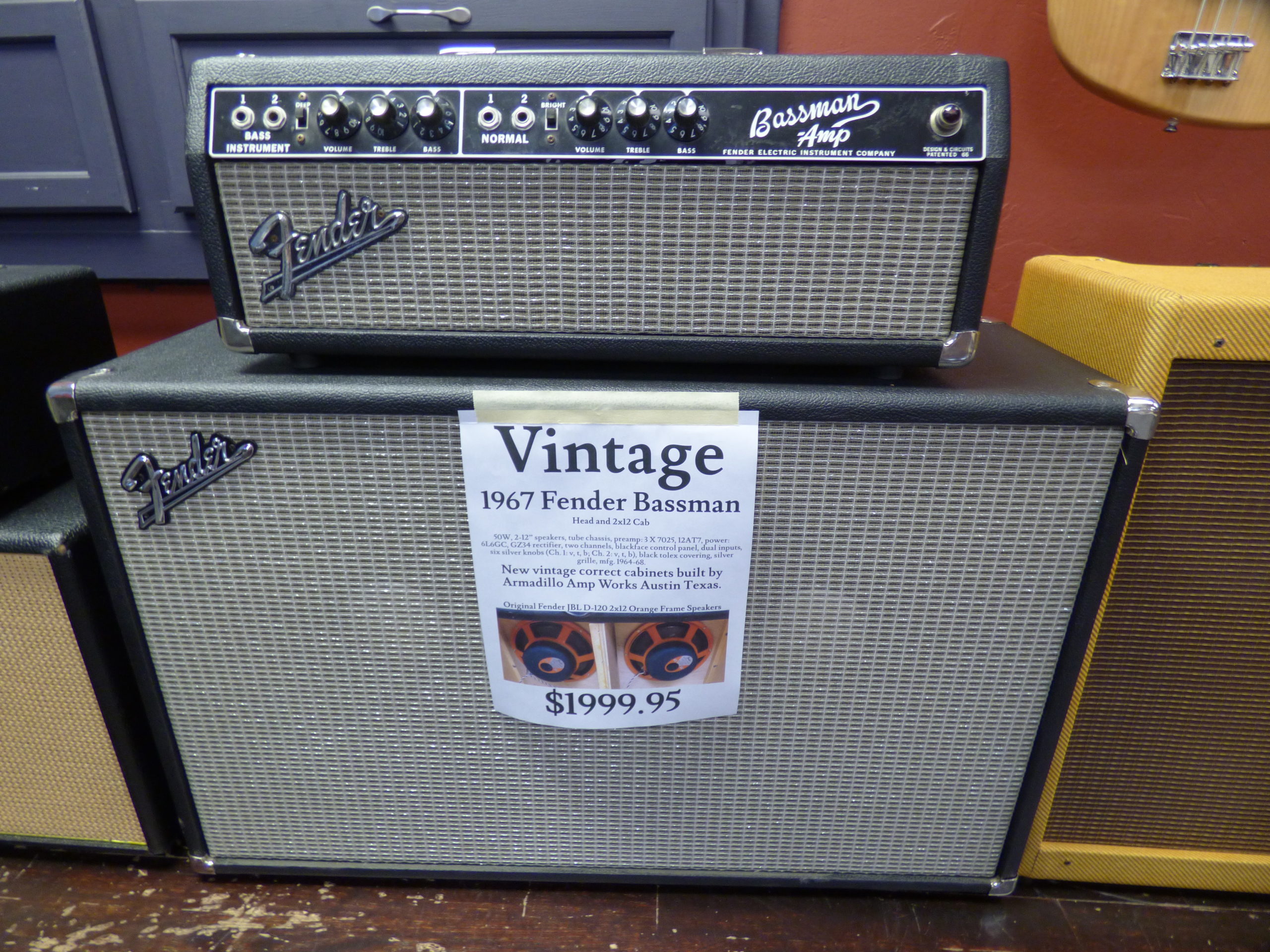 1967 Fender Bassman Original 50 Watt Head And 2x12 JBL D-120 Orange ...